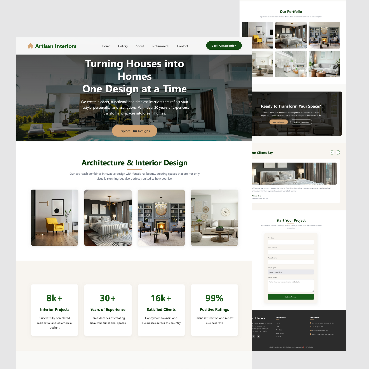 Artisan interiors website preview